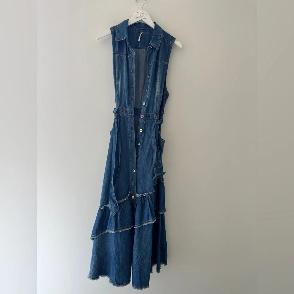 FREE PEOPLE Beau Denim Dress S - Picture 8 of 12